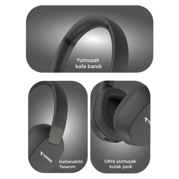 Torima HD50 Siyah Kulak Üstü Bluetooth Kulaklık - Görsel 3