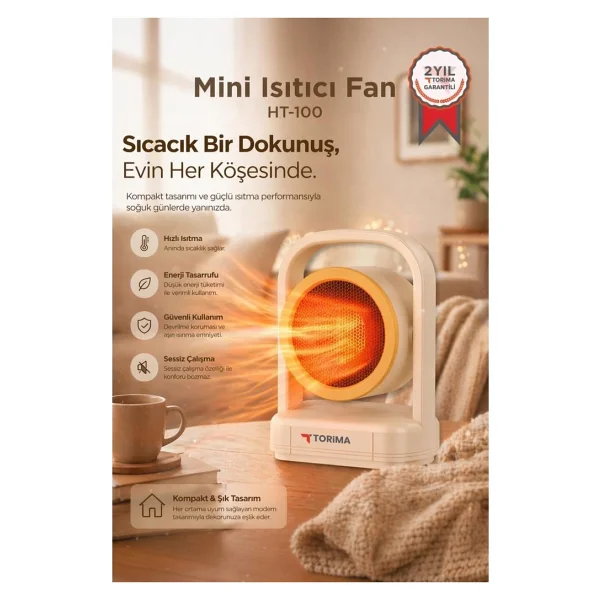 Torima Ht-100 500 W Bej Masaüstü Fanlı Isıtıcı - Görsel 7