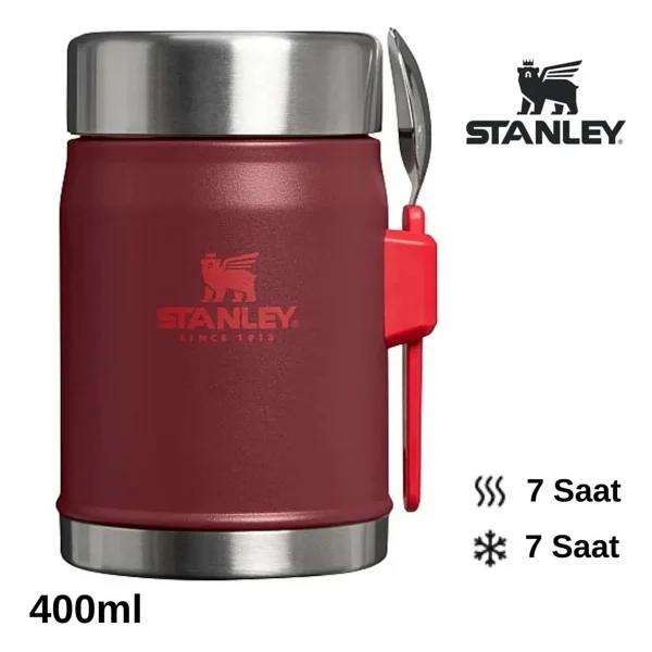 Stanley Klasik Kaşıklı Bordo 0.40 Lt Çelik Yemek Termosu - Görsel 4