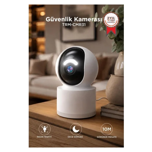 Torima Güvenlik Kamerası LED Işıklı Wi-Fi Full HD Smart Ip Kamera Cmr31 Beyaz - Görsel 7