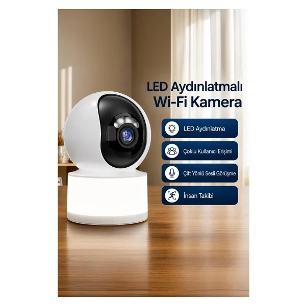 Torima Güvenlik Kamerası LED Işıklı Wi-Fi Full HD Smart Ip Kamera Cmr31 Beyaz - Görsel 3