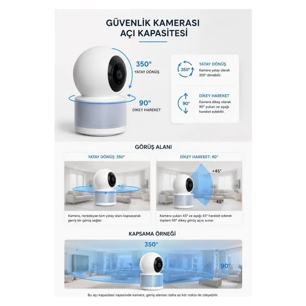 Torima Güvenlik Kamerası LED Işıklı Wi-Fi Full HD Smart Ip Kamera Cmr31 Beyaz - Görsel 4