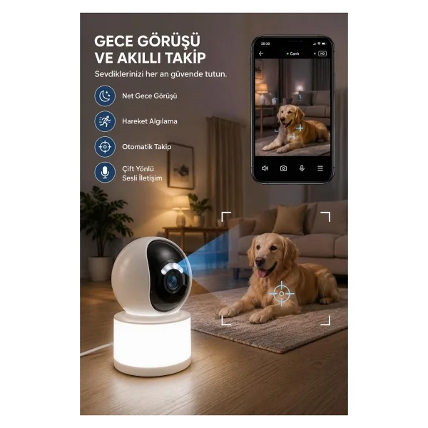 Torima Güvenlik Kamerası LED Işıklı Wi-Fi Full HD Smart Ip Kamera Cmr31 Beyaz - Görsel 5
