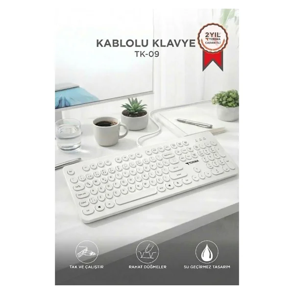 Torima Tk-09 Beyaz Kablolu Klavye - Görsel 9