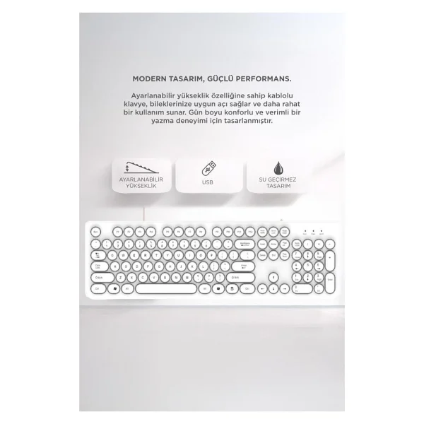 Torima Tk-09 Beyaz Kablolu Klavye - Görsel 2