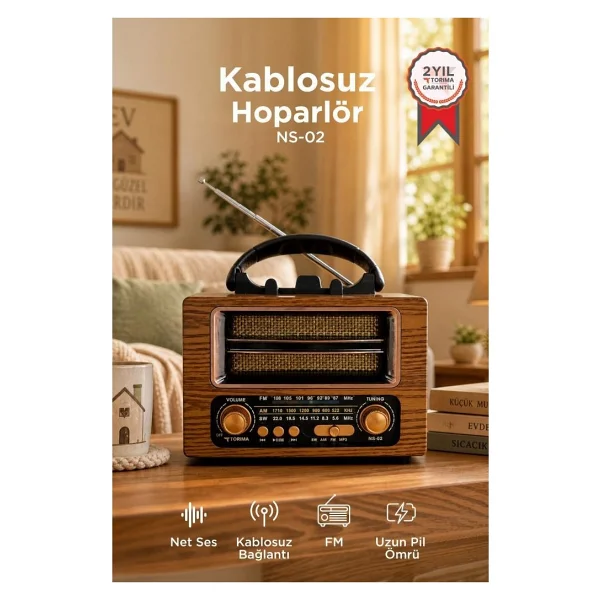 Torima Ns-02 Ahşap Bluetooth Nostajik Radyo - Görsel 7