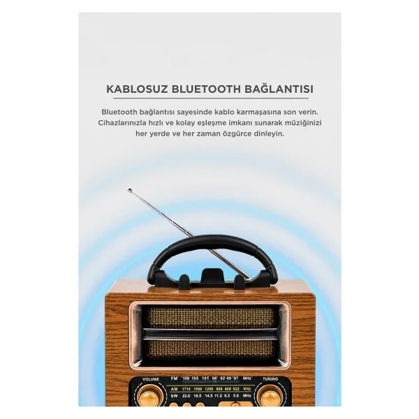 Torima Ns-02 Altın Bluetooth Nostajik Radyo - Görsel 2