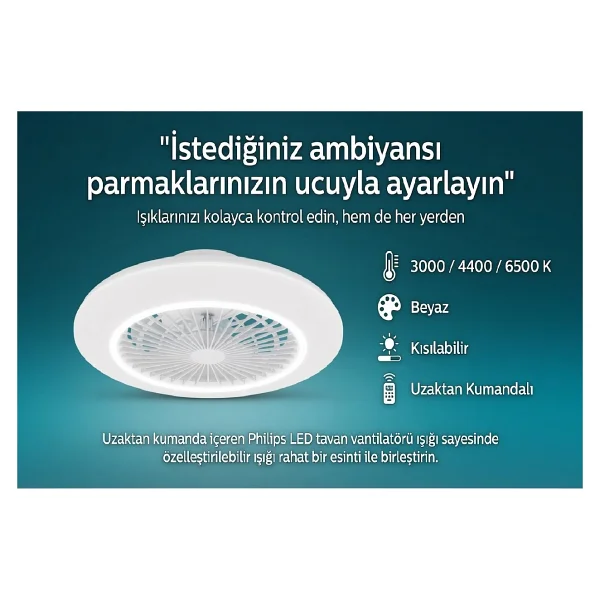 Philips Amigo 42+20 W Aydınlatmalı Uzaktan Kumandalı Tavan Vantilatörü - Görsel 2