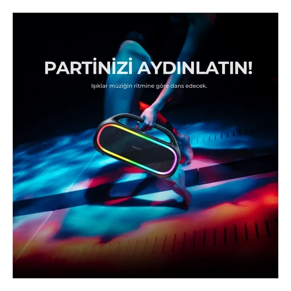 Havit Sk862bt Taşınabilir RGB Bluetooth Hoparlör Siyah Renk İle Yüksek Ses Kalitesi - Görsel 7