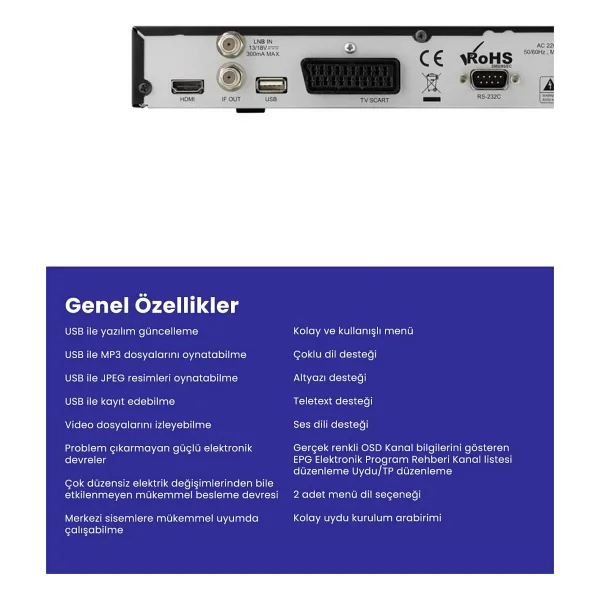 Goldmaster Megastar Ms-490 Hdmı Çıkışlı Tüplü TV Uyumlu Scart Pvr Kayıt Uydu Alıcısı - Görsel 9