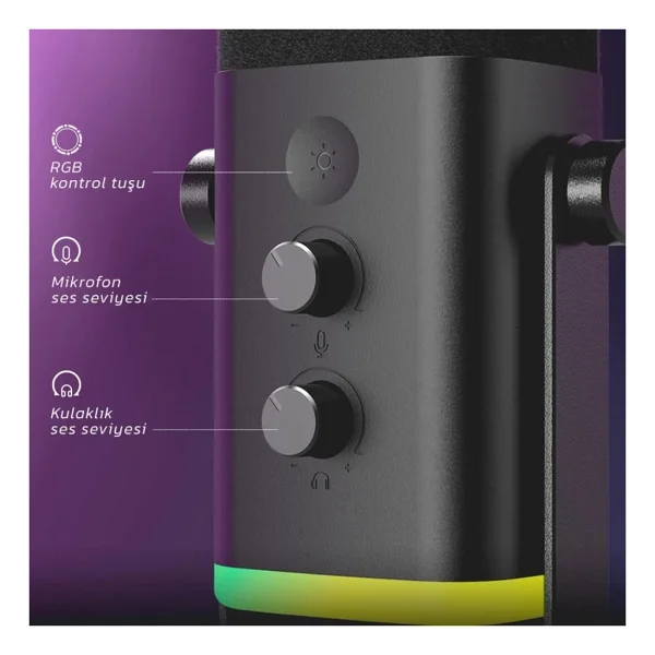 Fifine Am8 Xlr/USB RGB Dinamik Oyuncu Ve Yayıncı Mikrofonu - Görsel 8