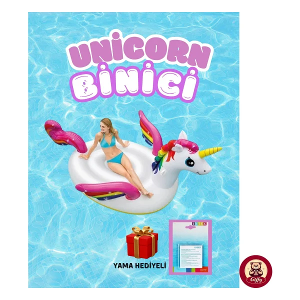 Intex Şişme Tek Boynozlu Mega Unicorn At Tutmaçlı Ada Binici 287x193x165 Cm - Görsel 9