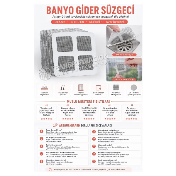 Transformacion 10 Adet Yapışkanlı Banyo Gider Süzgeci Saç Tutucu Ve Çok Amaçlı 721135 - Görsel 9