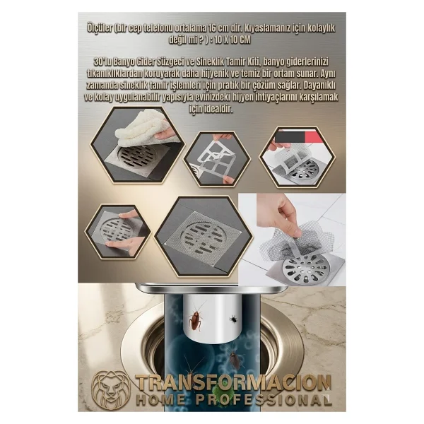 Transformacion 10 Adet Yapışkanlı Banyo Gider Süzgeci Saç Tutucu Ve Çok Amaçlı 721135 - Görsel 5