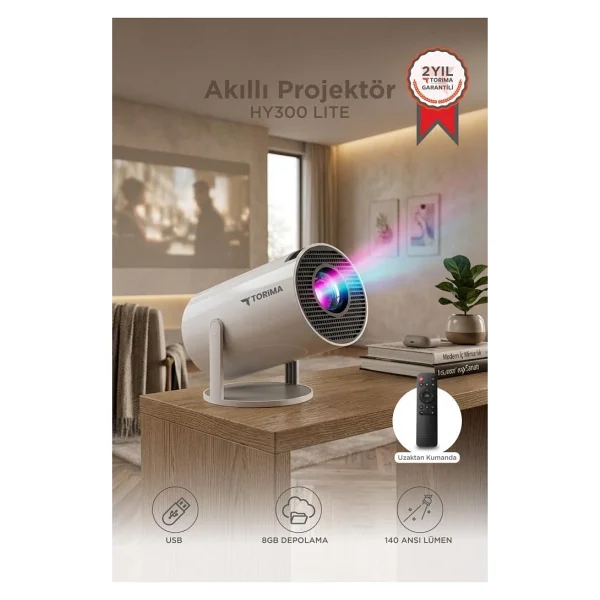Torima Hy300t Lite 120 Lümen HD Wi-Fi Android Taşınabilir Projeksiyon Cihazı - Görsel 6