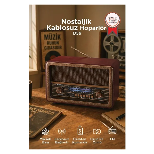 Torima D56 Kahverengi Nostaljik Radyo - Görsel 7