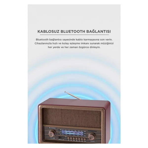 Torima D56 Kahverengi Nostaljik Radyo - Görsel 2