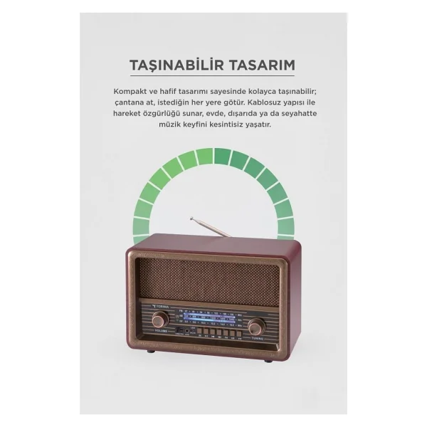Torima D56 Kahverengi Nostaljik Radyo - Görsel 3