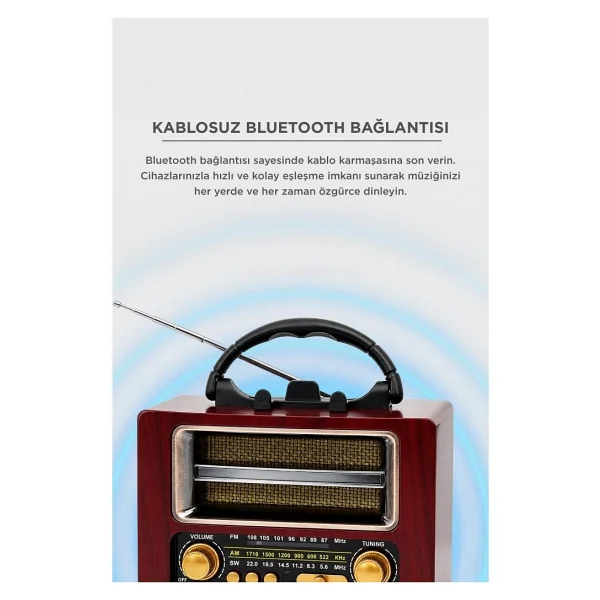 Torima Ns-02 Kahverengi Bluetooth Nostajik Radyo - Görsel 2