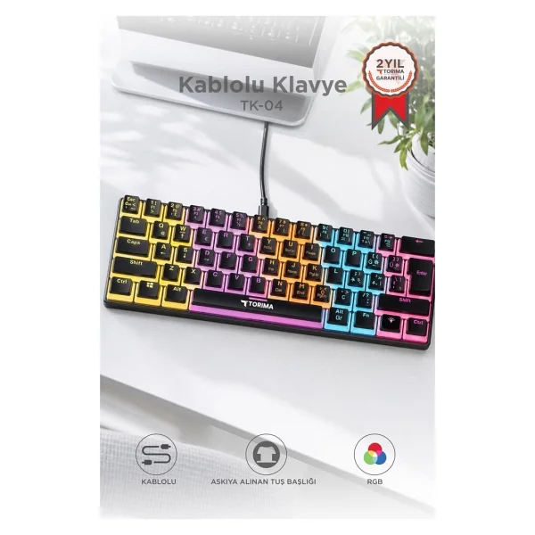 Torima Tk-04 RGB Siyah Kablolu Mekanik Oyuncu Klavyesi - Görsel 6