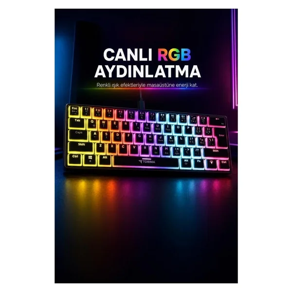 Torima Tk-04 RGB Siyah Kablolu Mekanik Oyuncu Klavyesi - Görsel 5