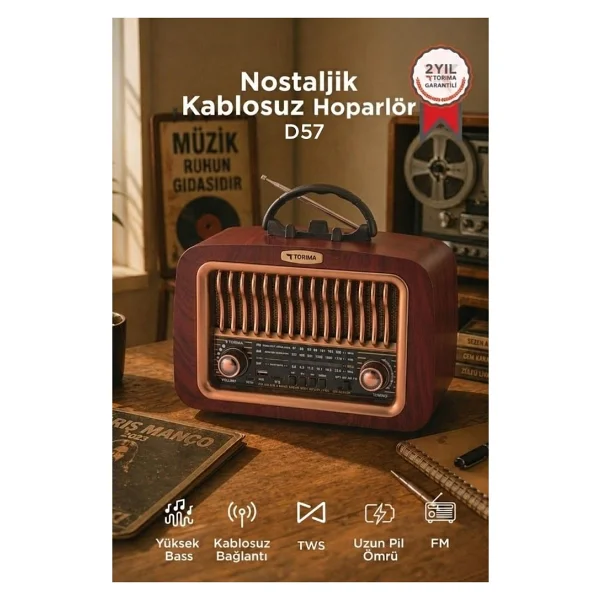 Torima D-57 Kahverengi Nostaljik Radyo - Görsel 7