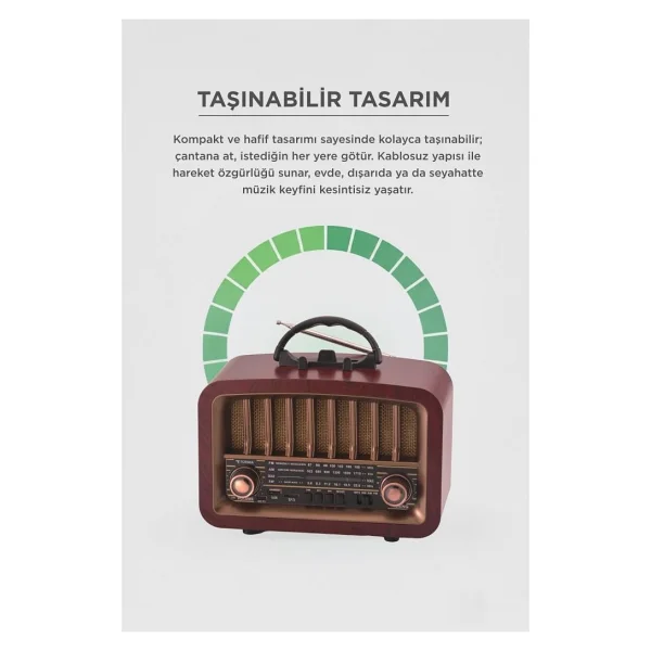 Torima D-57 Kahverengi Nostaljik Radyo - Görsel 3