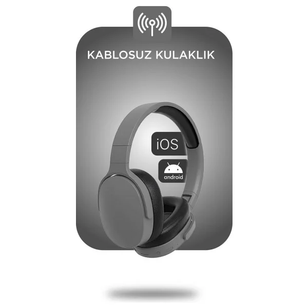 Torima P2961 Koyu Gri Kulak Üstü Bluetooth Kulaklık - Görsel 2