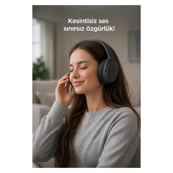 Torima P2961 Koyu Gri Kulak Üstü Bluetooth Kulaklık - Görsel 4