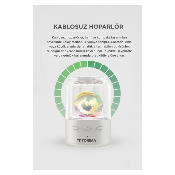 Torima D73 Beyaz Bluetooth Hoparlör - Görsel 3