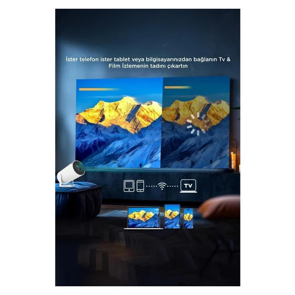 Torima Hy300t Lite 120 Lümen HD Wi-Fi Android Taşınabilir Projeksiyon Cihazı - Görsel 4