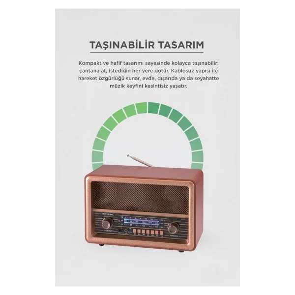 Torima D56 Ahşap Nostaljik Radyo - Görsel 3