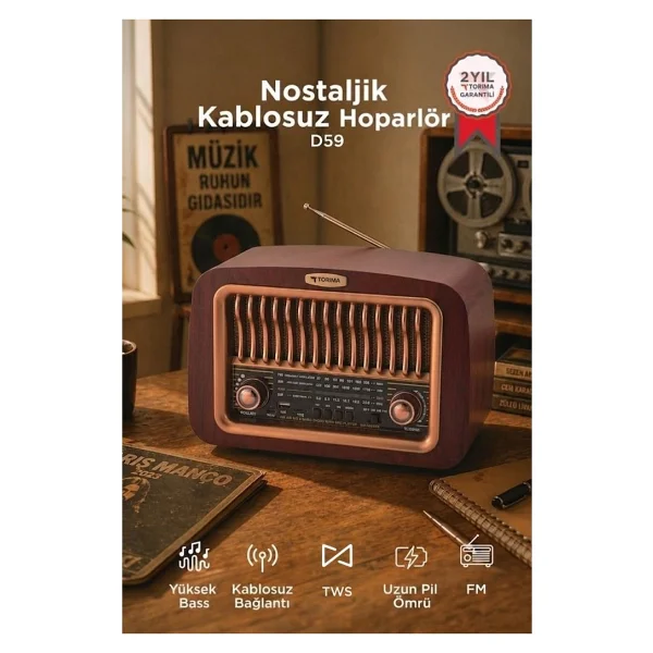Torima D-59 Kahverengi Nostaljik Radyo - Görsel 7
