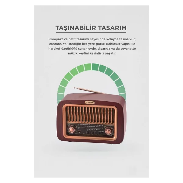 Torima D-59 Kahverengi Nostaljik Radyo - Görsel 3