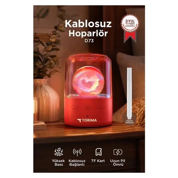 Torima D73 Kırmızı Bluetooth Hoparlör - Görsel 9