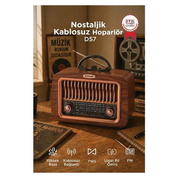 Torima D-57 Kahverengi Nostaljik Radyo - Görsel 6
