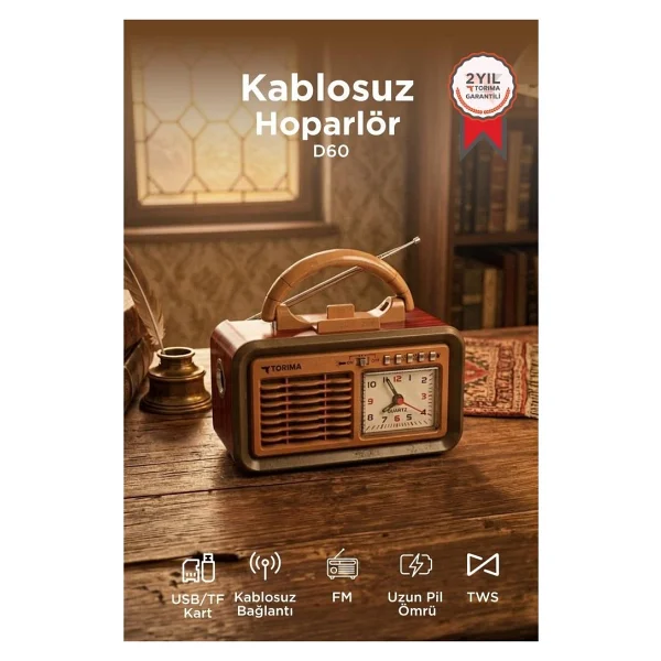 Torima D60 Bluetooth Nostaljik Radyo - Görsel 6
