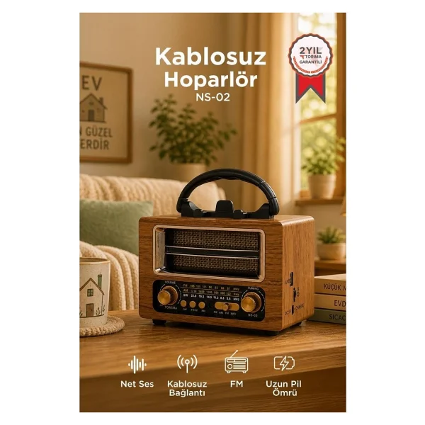 Torima Ns-02 Ahşap Bluetooth Nostajik Radyo - Görsel 6