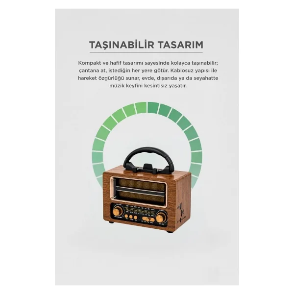 Torima Ns-02 Ahşap Bluetooth Nostajik Radyo - Görsel 2