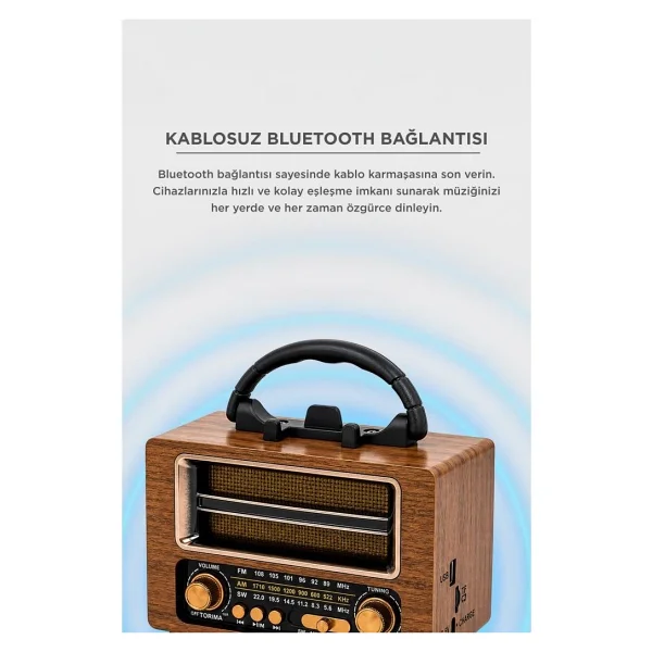 Torima Ns-02 Ahşap Bluetooth Nostajik Radyo - Görsel 3