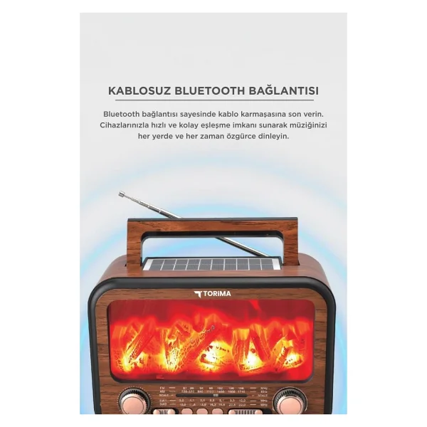 Torima D72 Bluetooth Nostaljik Radyo - Görsel 7