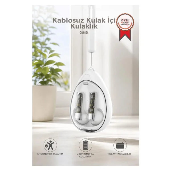 Torima G65 TWS Beyaz Kulak İçi Bluetooth Kulaklık - Görsel 6