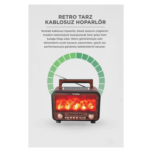 Torima D72 Ahşap Bluetooth Nostaljik Radyo - Görsel 6