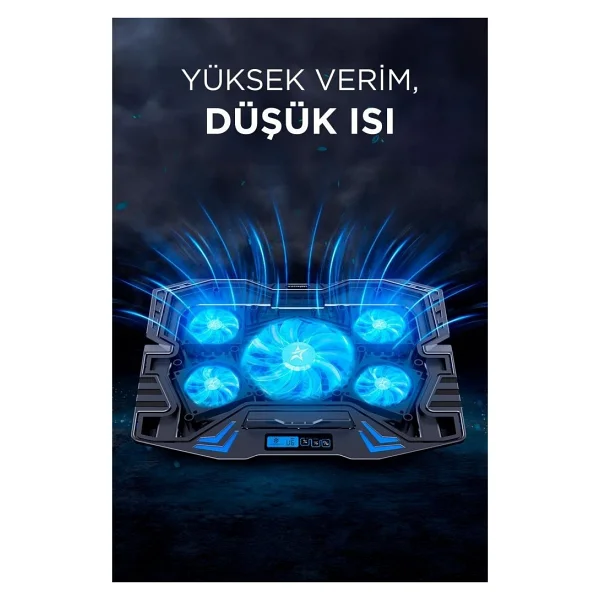 Torima Laptop Soğutucu Ayarlanabilir RGB Dizüstü Bilgisayar Soğutma Fanı Cf05 Siyah - Görsel 2