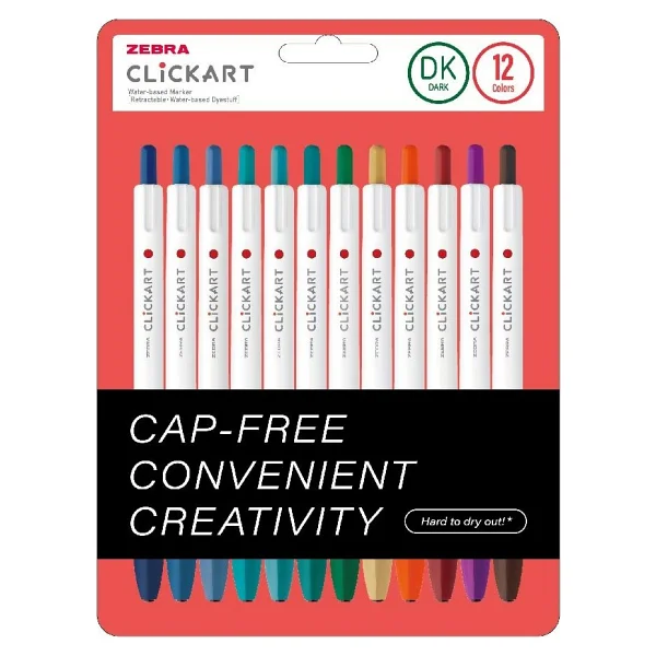 Zebra Clickart Market Pen 0.6mm 12'li Tükenmez Kalem Seti Dark Colours 12CZDK - Görsel 5