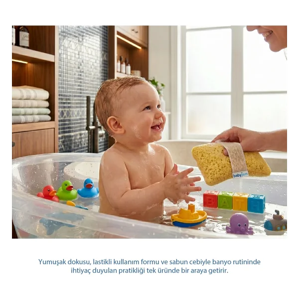 Babyjem Soft Lastikli Bebek Yıkama Banyo Süngeri - Görsel 4