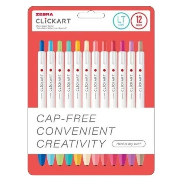 Zebra Clickart Market Pen 0.6mm 12'li Tükenmez Kalem Seti Light Colours 12CZLT - Görsel 3