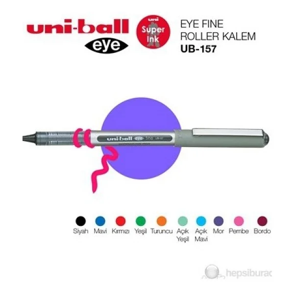 Uni-Ball Ub-157 0.7 Mm Mor Roller Kalem - Görsel 6