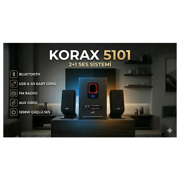 Korax 5101 1200 W 2+1 Bluetooth Müzik Seti - Görsel 4