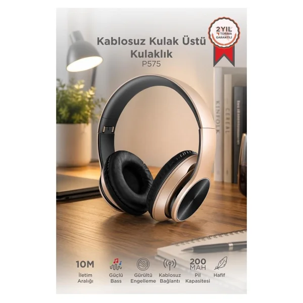 Torima P575 Kablosuz Kulak Üstü Bluetooth Kulaklık - Görsel 7